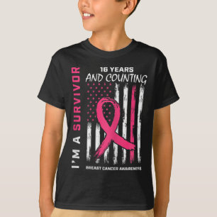 Könsmedvetenhet om amerikansk Flagga Rosa 16 års b T Shirt