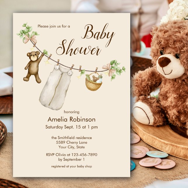 Könsneutral akvarell Boho Baby Shower -inbjudan Inbjudningar (Skapare uppladdad)