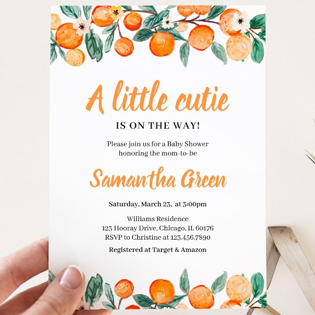 Könsneutral apelsincitrus-baby shower inbjudningar (Skapare uppladdad)
