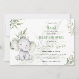 Könsneutral baby shower elefant Eukalyptus Inbjudningar