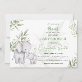 Könsneutral baby shower elefant Eukalyptus Inbjudningar
