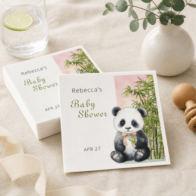 Könsneutral baby shower för baby panda pappersservett (Skapare uppladdad)