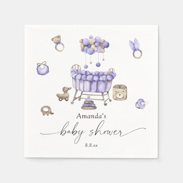 Könsneutral baby shower för barnkammare pappersservett (Framsidan)
