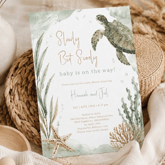 Könsneutral Baby Shower för Havssköldpadda Boho Inbjudningar (Skapare uppladdad)