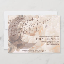 Könsneutral baby shower-inbjudan för Over the Moon