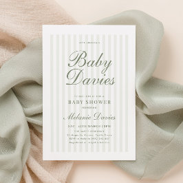 Könsneutral baby shower-inbjudan med grön rand inbjudningar