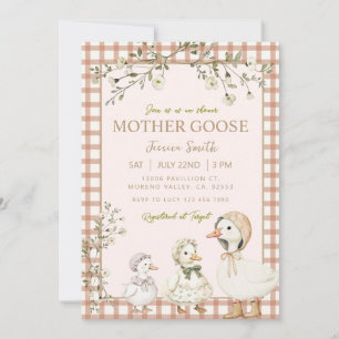 Könsneutral baby shower-inbjudan med Mother Goose Inbjudningar