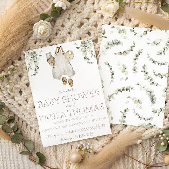 Könsneutral baby shower-kläder inbjudningar (Skapare uppladdad)