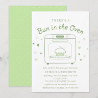 Könsneutral baby shower med 'bun in the oven'-tema