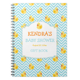 Könsneutral baby shower med gummianka anteckningsbok med spiral
