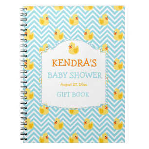 Könsneutral baby shower med gummianka anteckningsbok med spiral