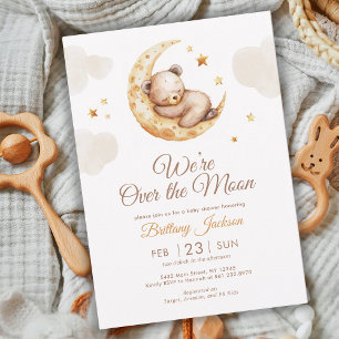 Könsneutral baby shower med teddybjörn inbjudningar
