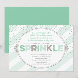 könsneutral baby sprinkle inbjudan grönt silver