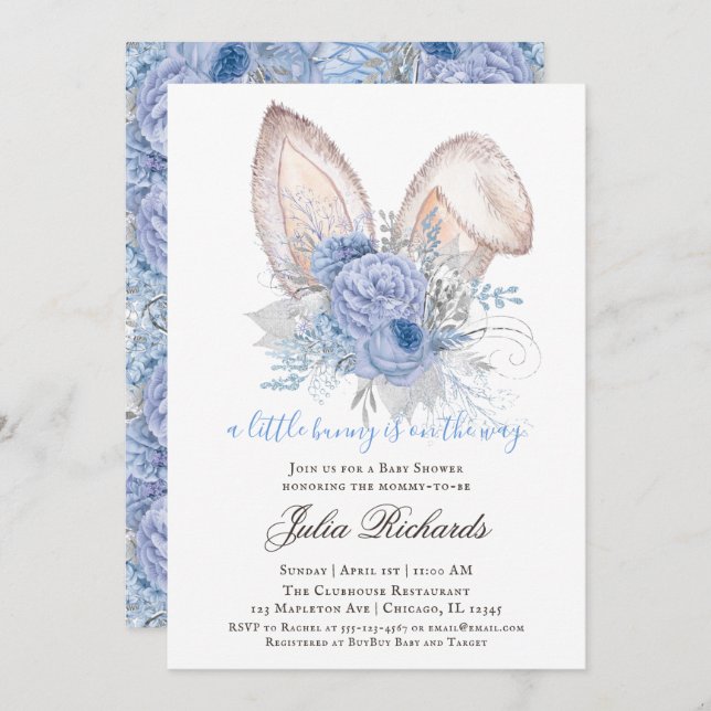 Könsneutral babydusch för Påskhare Inbjudningar (Fram/baksida)