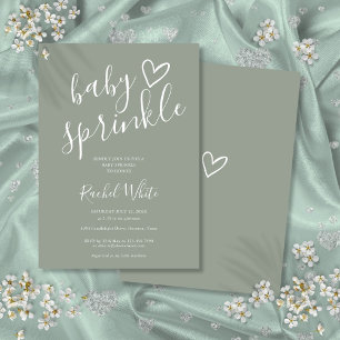 Könsneutral babyfest med Sage Green tema Inbjudningar
