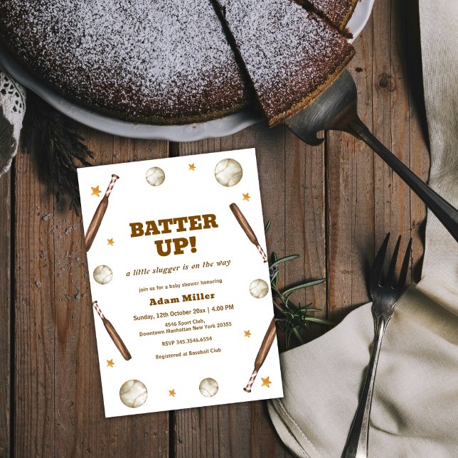 Könsneutral Baseboll Sport Baby Shower Inbjudningar (Neutral Batter Up Baseball Sport Baby Shower Invitation)