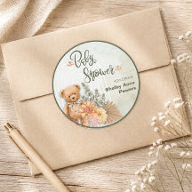 Könsneutral blom- och björn-baby shower