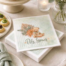 Könsneutral Blommig och Björn Bebis Shower