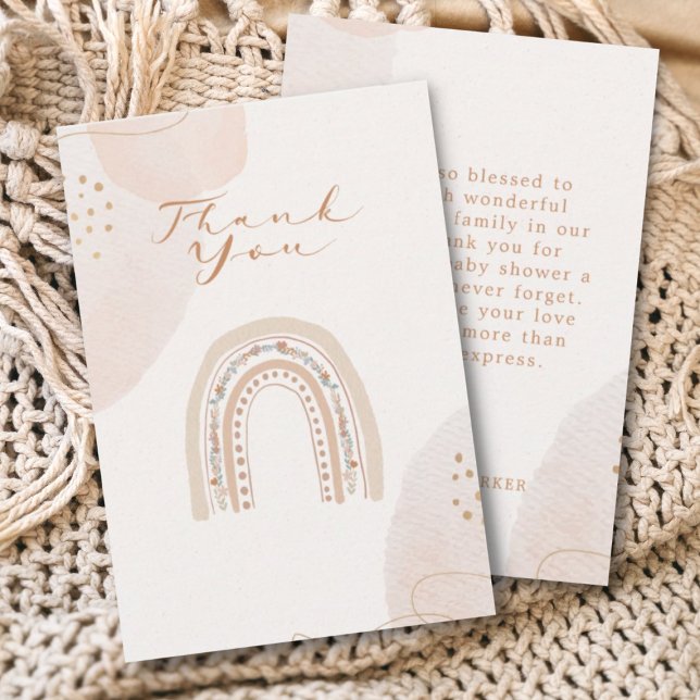 Könsneutral bohemisk regnbågs kalligrafi tack kort (Skapare uppladdad)