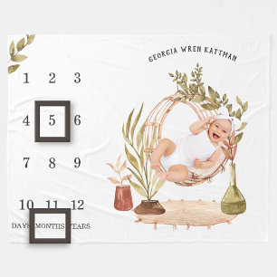 Könsneutral Boho Baby Milstolpsfilt Fleecefilt