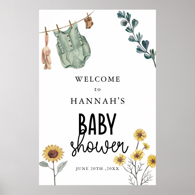 Könsneutral Boho  Baby Shower Välkomstskylt Poster (Framsidan)