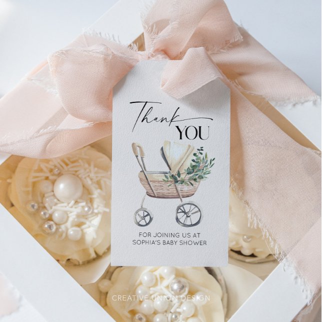 Könsneutral Boho Barnvagn Baby Shower Presentetikett (favor tag)