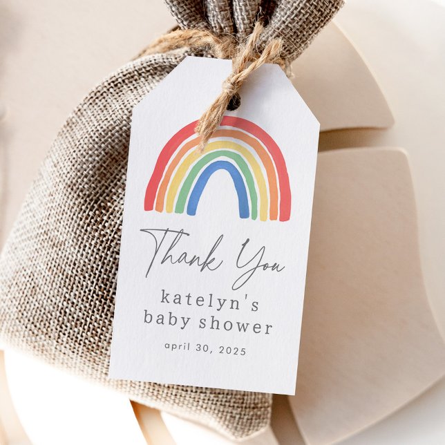 Könsneutral Boho-regnbåge Baby Shower  Presentetikett (Skapare uppladdad)