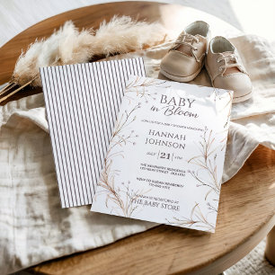 Könsneutral Boho Vildblomma Baby i Blomning Inbjudningar
