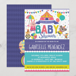 Könsneutral cirkus Baby Shower Inbjudan