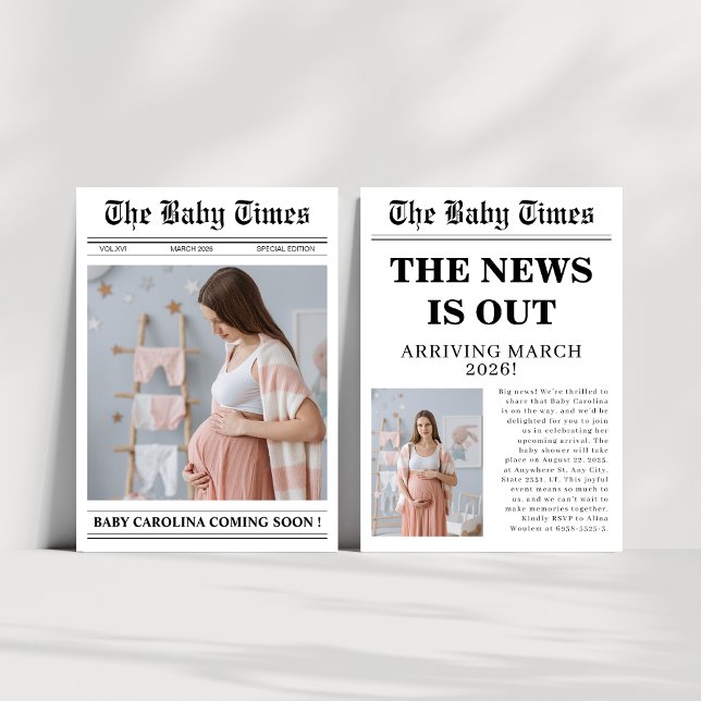 Könsneutral dagstidning babydusch inbjudningar (Skapare uppladdad)