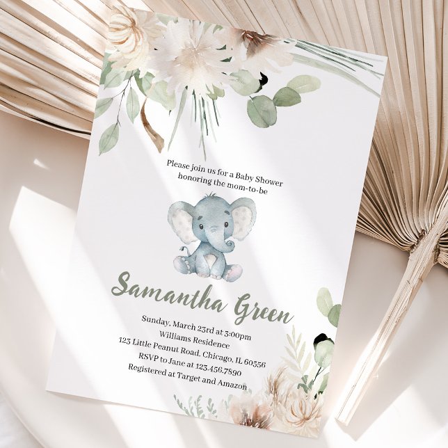 Könsneutral Elefant Baby Shower Inbjudningar (Skapare uppladdad)