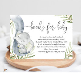 Könsneutral elefant-babyshower med böcker tilläggskort