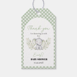 Könsneutral Elefant Eukalyptus Baby Shower Presentetikett