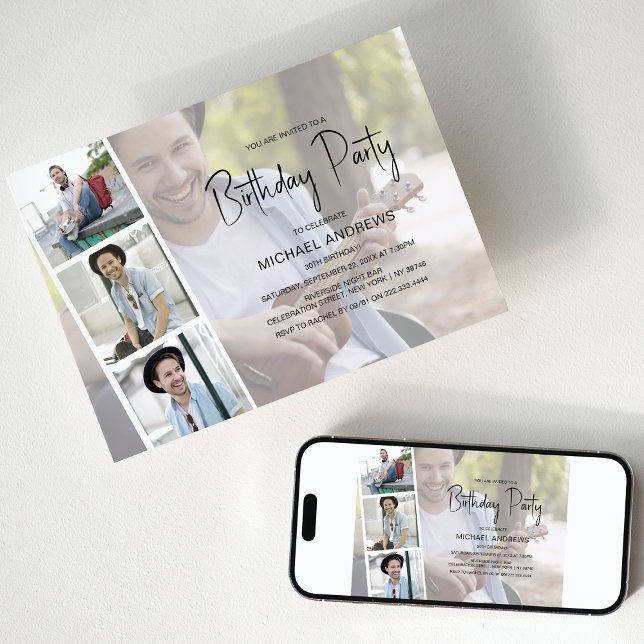 Könsneutral | Fotokollage | Födelsedagsinbjudan Inbjudningar (Skapare uppladdad)