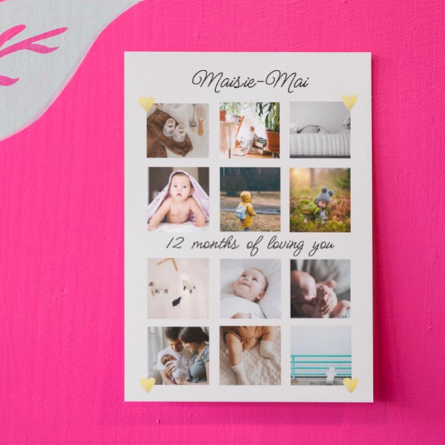 Könsneutral Fotokollage för första födelsedag Kort (Skapare uppladdad)