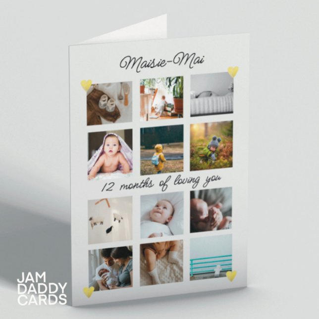 Könsneutral Fotokollage för första födelsedag Kort (Skapare uppladdad)