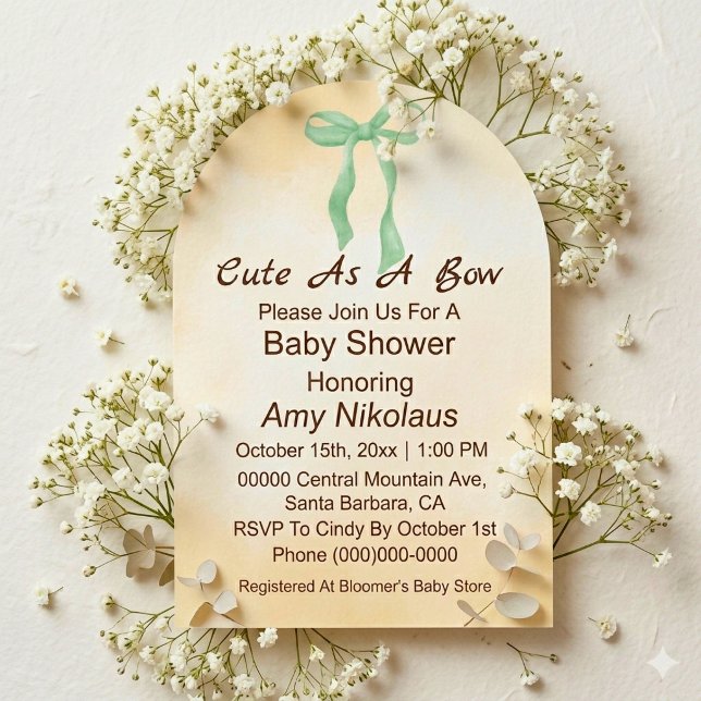 Könsneutral grön båge Baby Shower-inbjudan Inbjudningar (Skapare uppladdad)