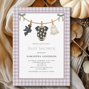 Könsneutral Halloween klädstreck baby shower Inbjudningar