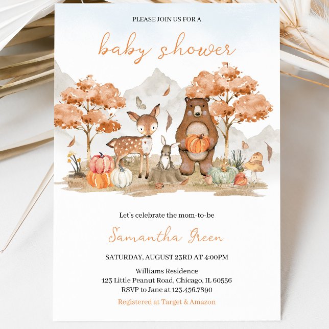 Könsneutral höstskogs-baby shower inbjudningar (Skapare uppladdad)