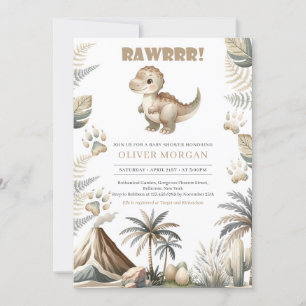 Könsneutral inbjudan till Dino Baby Shower