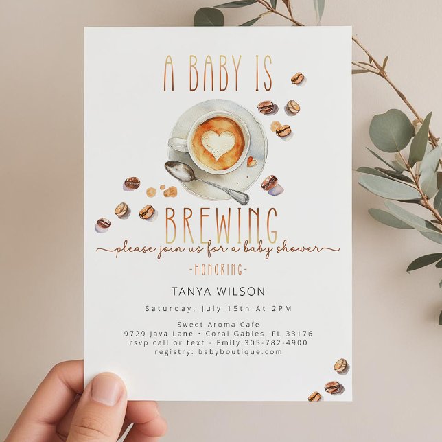 Könsneutral Kaffebarnvakt Invitation Inbjudningar (Gender Neutral Coffee Baby Shower Invitation)