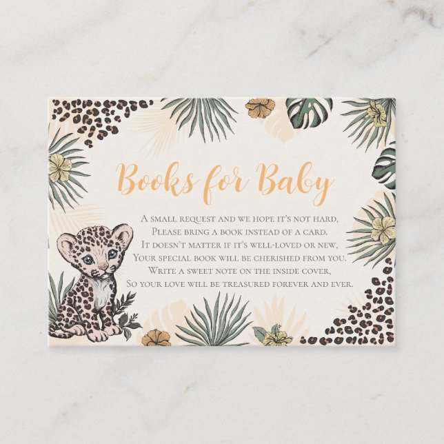 Könsneutral leopardunge-safari baby shower tilläggskort (Framsida)