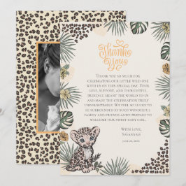 Könsneutral leopardunge tack baby shower kort