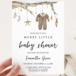 Könsneutral Merry Little Baby Shower Inbjudningar