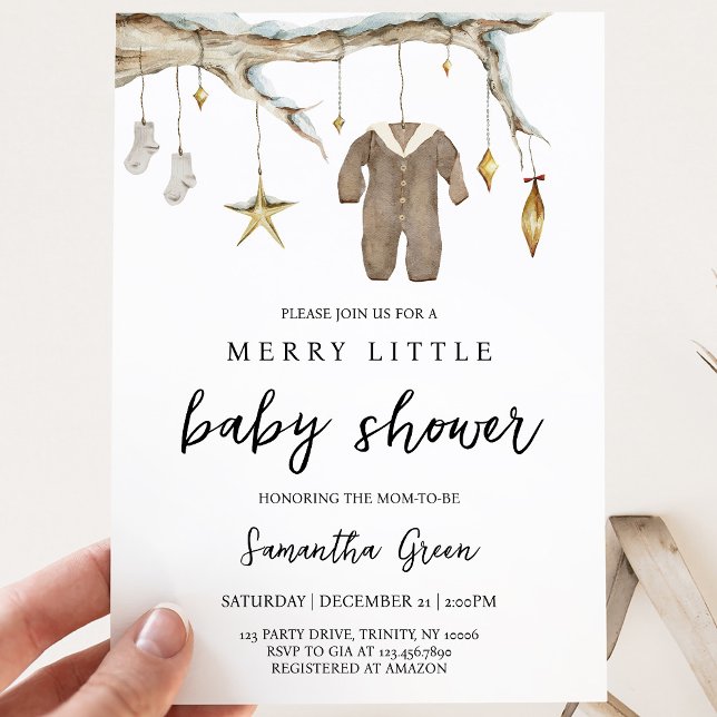 Könsneutral Merry Little Baby Shower Inbjudningar (Skapare uppladdad)