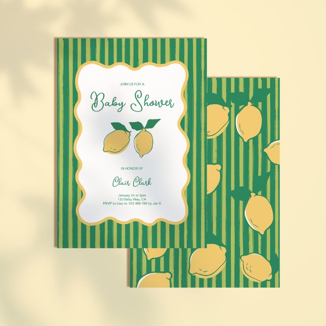 Könsneutral minimalist baby shower med citron inbjudningar (Skapare uppladdad)