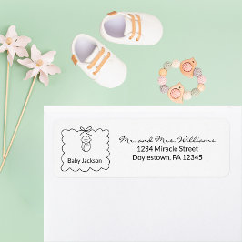 Könsneutral modern returadress för baby shower etikett