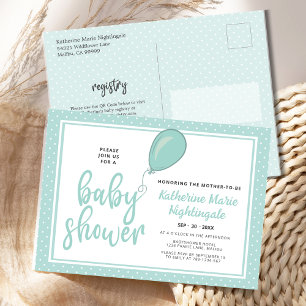 Könsneutral pastellgrön baby shower-inbjudan vykort