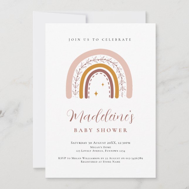 Könsneutral regnbågs-baby shower inbjudan (Framsida)