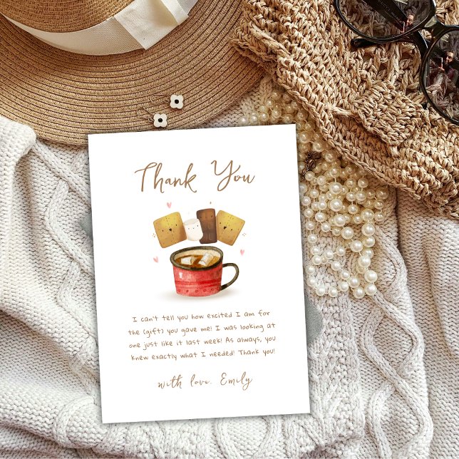 Könsneutral S mer Roligt Fall Baby Shower Tack Kort (Gender Neutral S'more Fun Fall Baby Shower Thank You Card)
